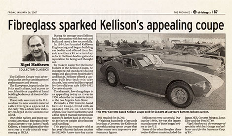 newspaper article on kellison J cars